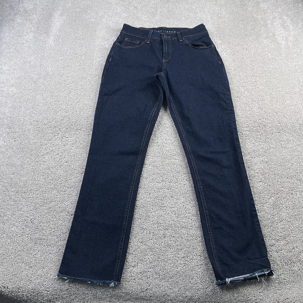 Mott and Bow Jeans Womens 25x28 Blue Boyfriend Mid Rise Dark Wash Stretch Denim